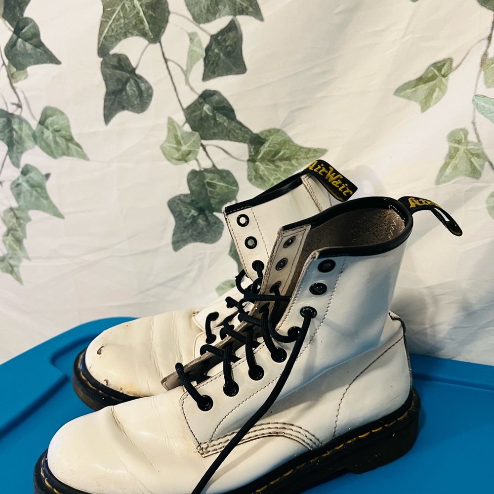 Dr. Martens White Leather Boots